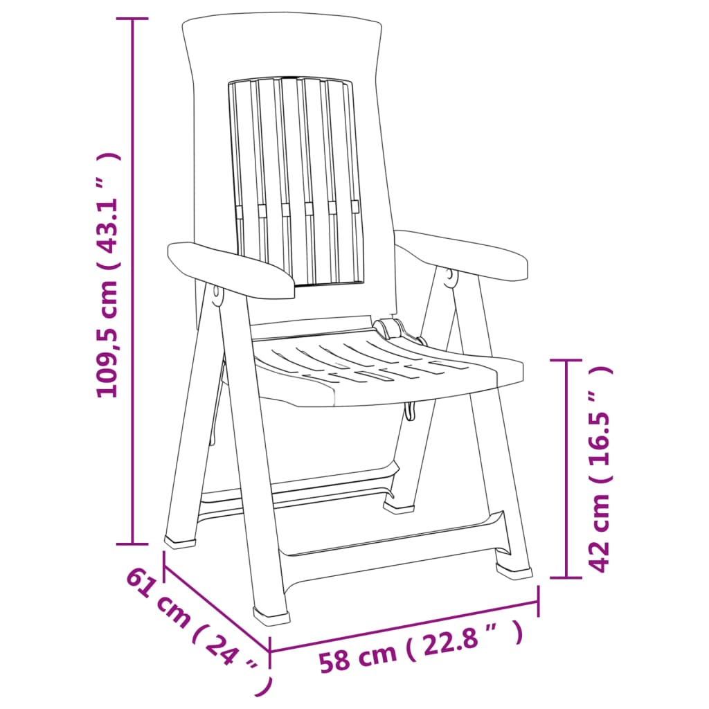 vidaXL Reclining Chair Outdoor Folding Armchair Garden Furniture 2 Pcs PP-29