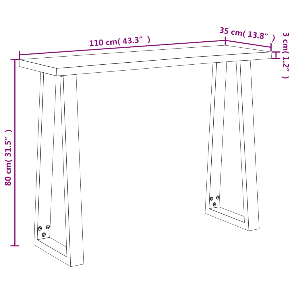 vidaXL Console Table with Live Edge Accent End Side Table Solid Wood Acacia-8