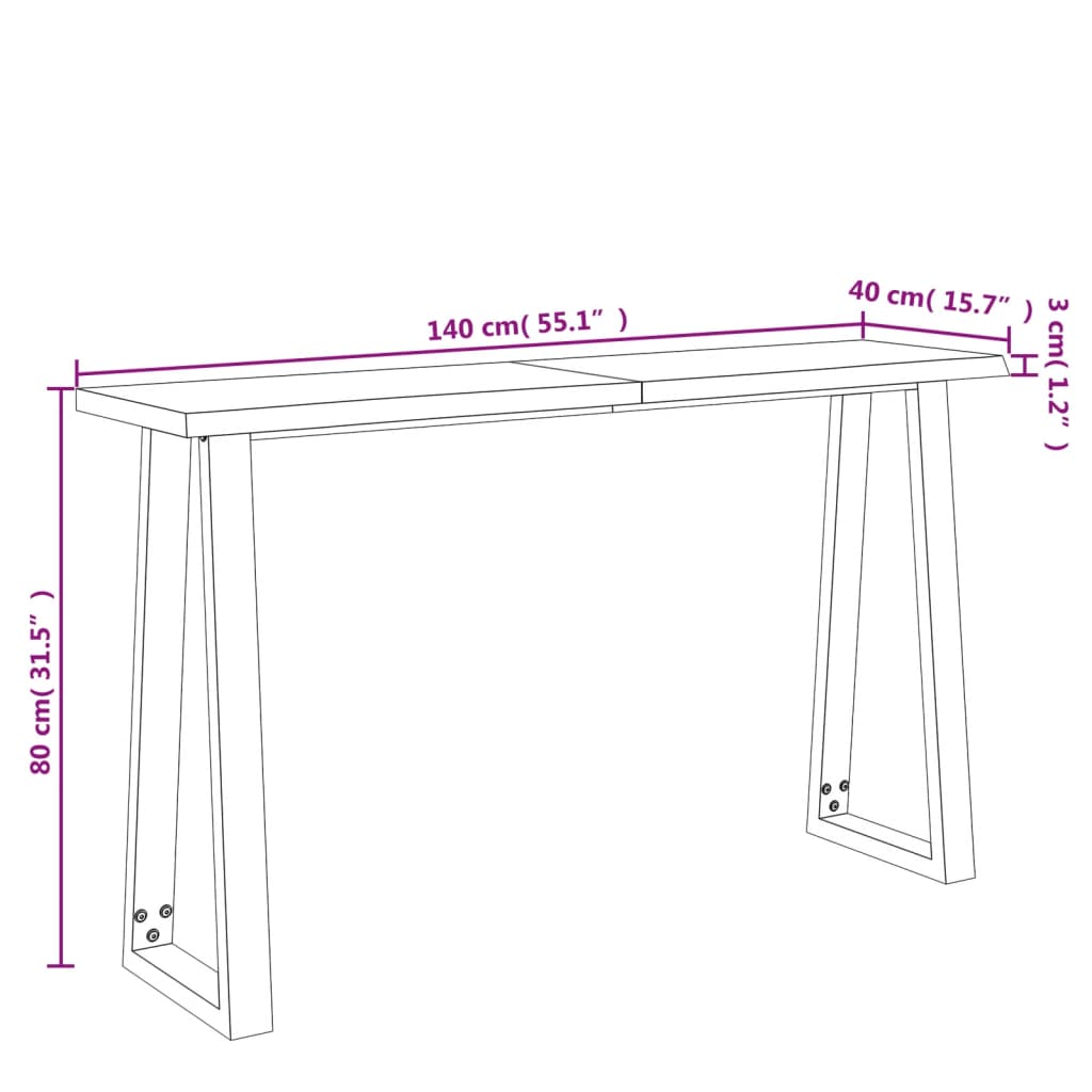 vidaXL Console Table with Live Edge Accent End Side Table Solid Wood Acacia-7