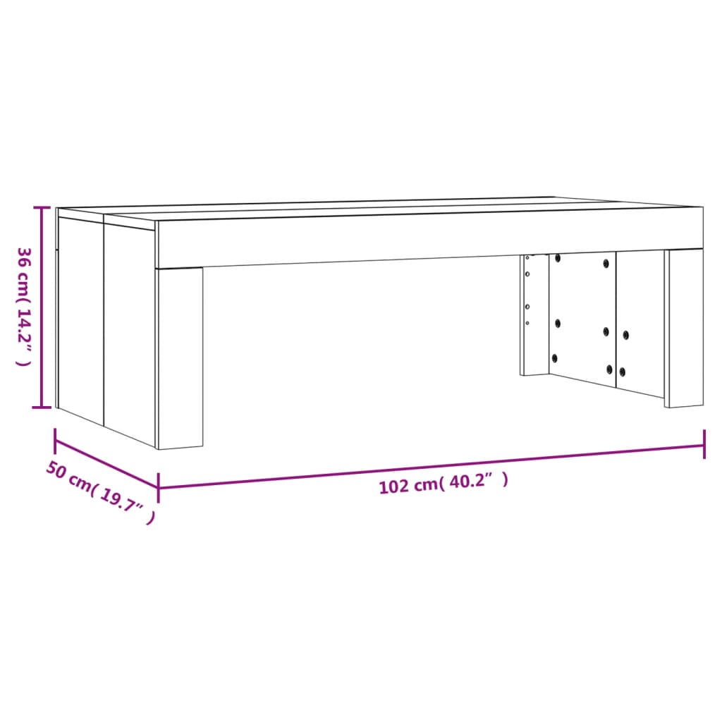 vidaXL Coffee Table Black 40.2"x19.7"x14.2" Engineered Wood-22