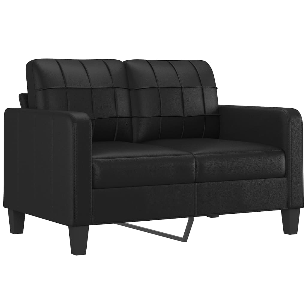 vidaXL Sofa Loveseat Couch Sofa Settee with Throw Pillows Black Faux Leather-10
