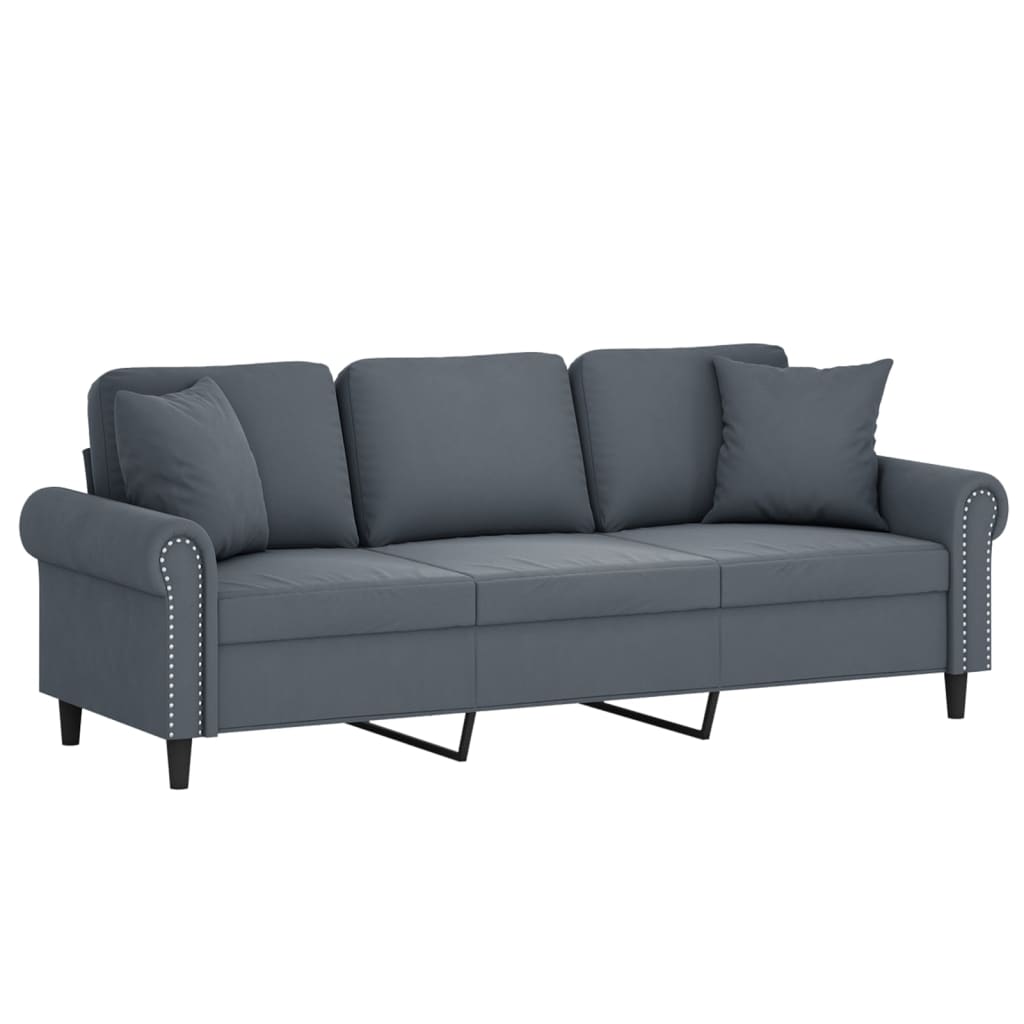 vidaXL 2-Seater Sofa with Throw Pillows Accent Loveseat for Living Room Velvet-18