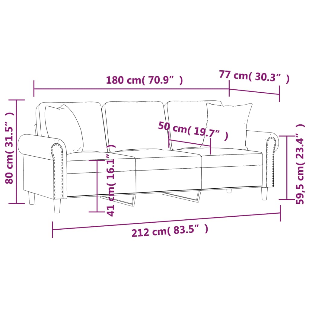 vidaXL 2-Seater Sofa with Throw Pillows Accent Loveseat for Living Room Velvet-14