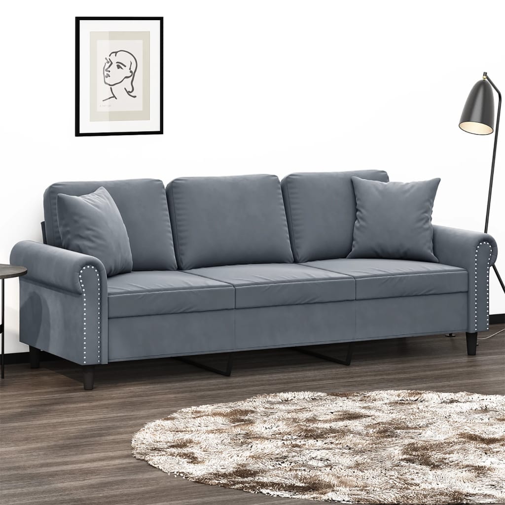 vidaXL 2-Seater Sofa with Throw Pillows Accent Loveseat for Living Room Velvet-10