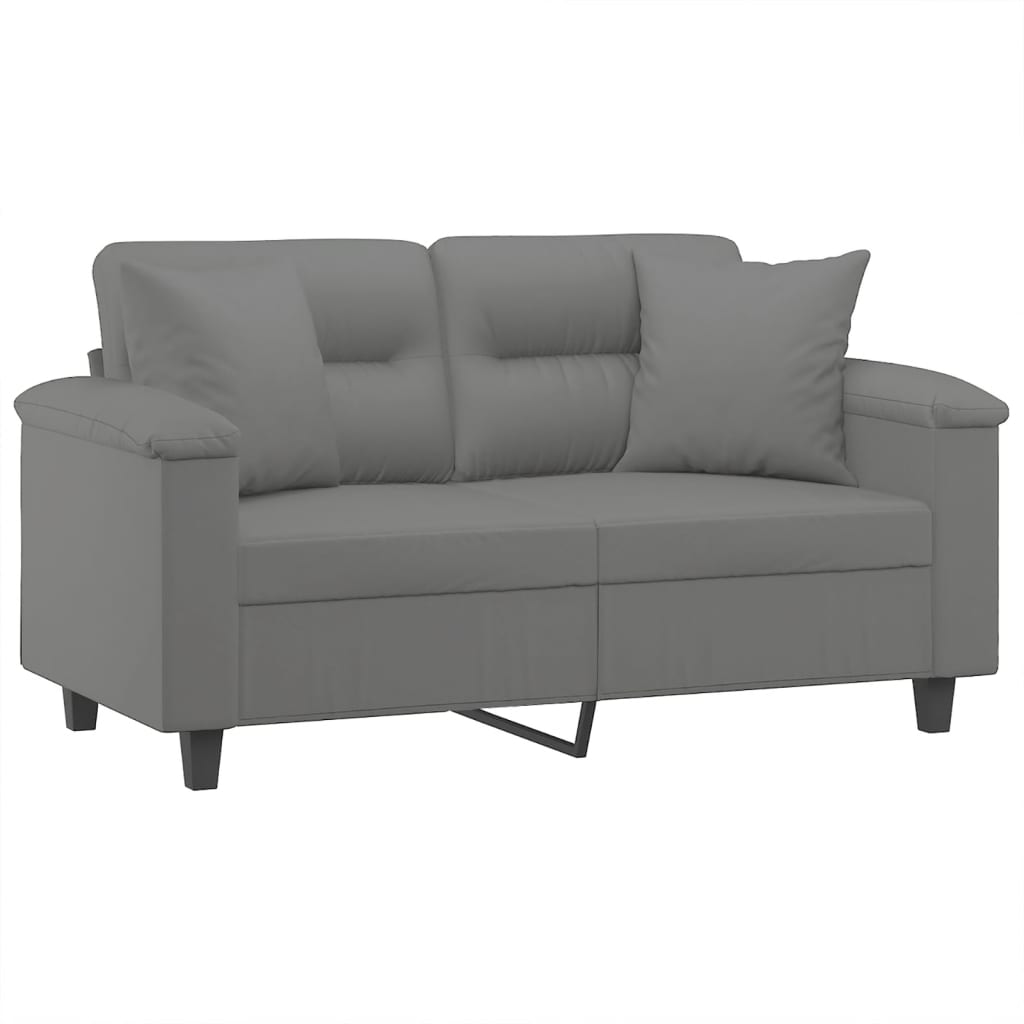 vidaXL 3-Seater Sofa with Pillows Couch Settee Dark Gray Microfiber Fabric-0