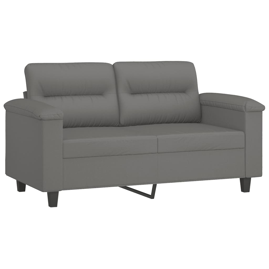 vidaXL 3-Seater Sofa with Pillows Couch Settee Dark Gray Microfiber Fabric-10