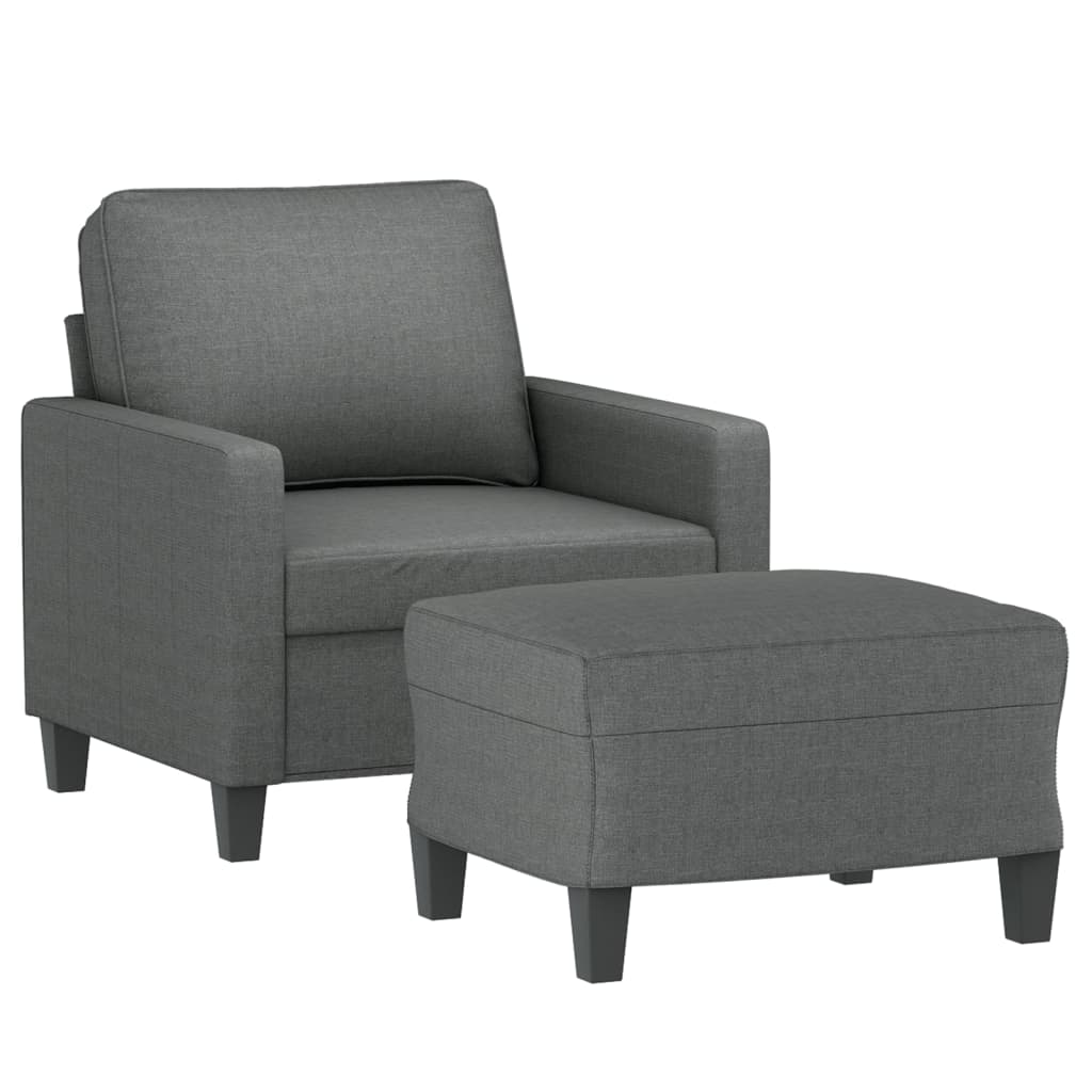 vidaXL Sofa Chair with Footstool Dark Gray 23.6" Fabric-0