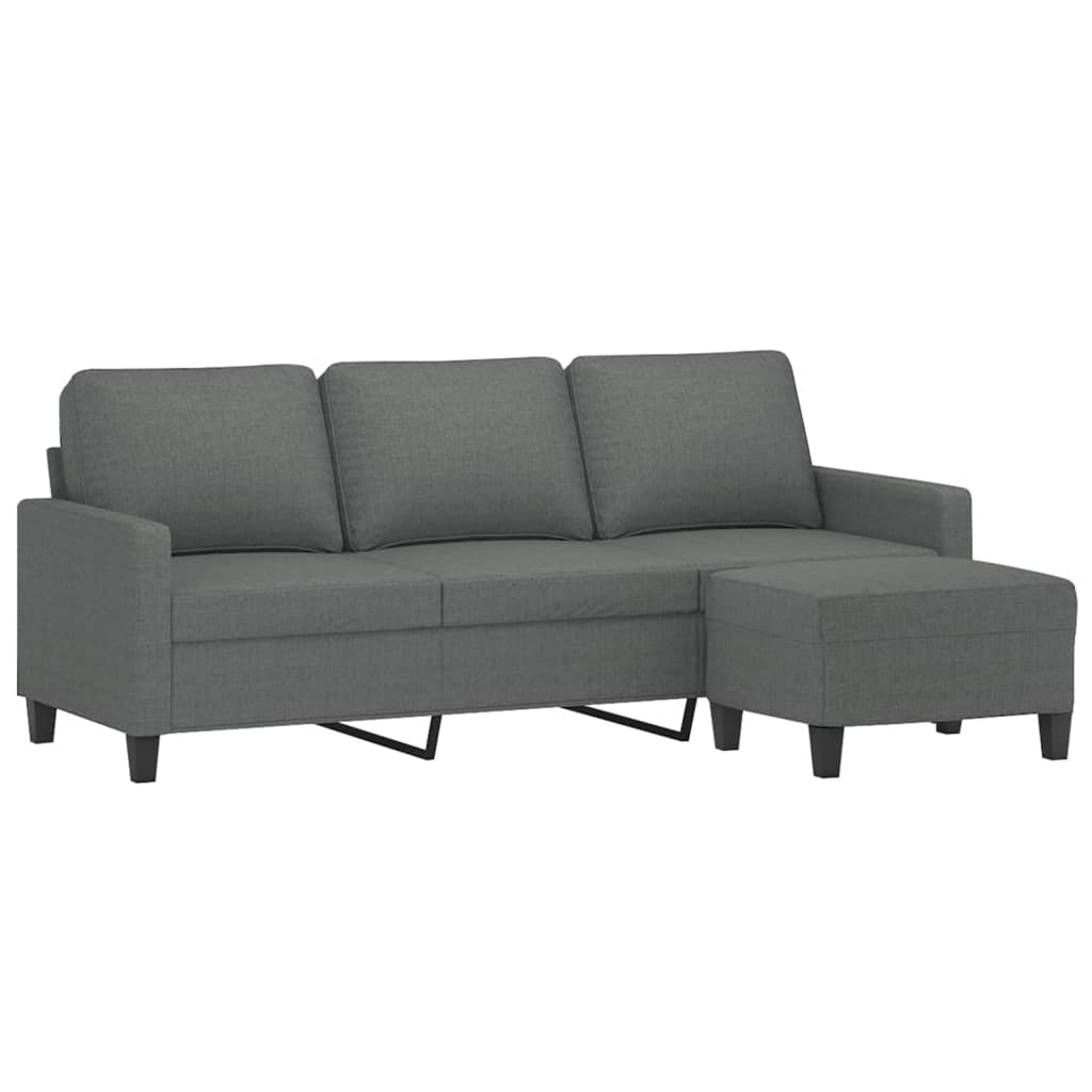 vidaXL 3-Seater Sofa with Footstool Dark Gray 70.9" Fabric-2