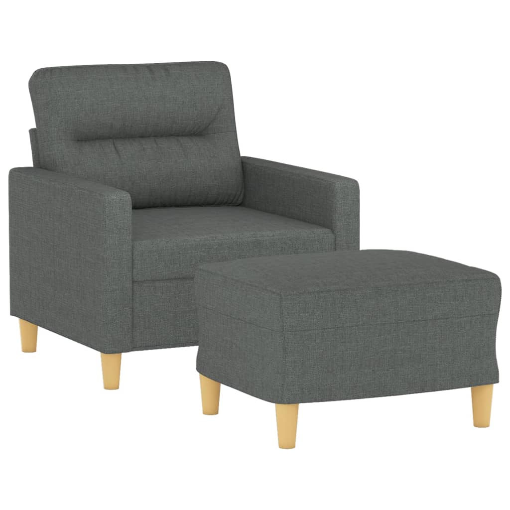 vidaXL Sofa Chair with Footstool Dark Gray 23.6" Fabric-2