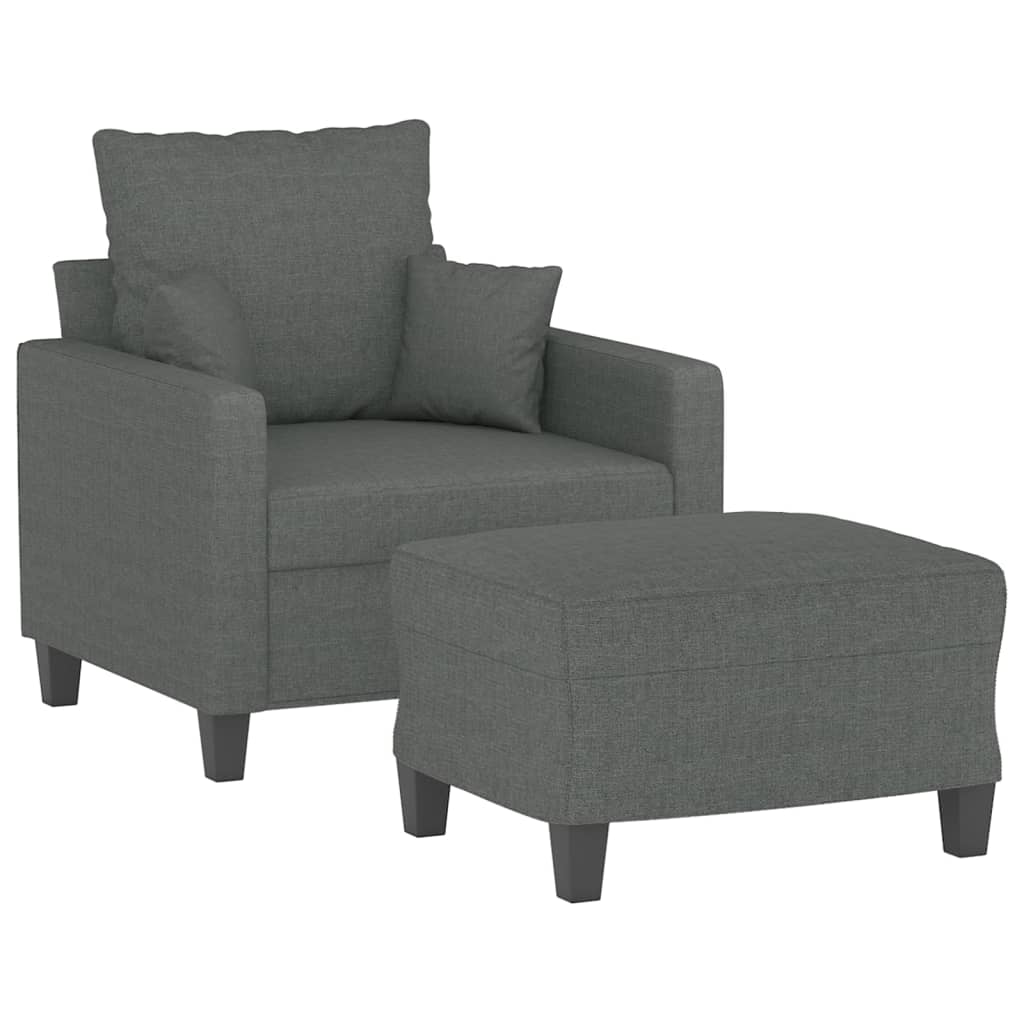 vidaXL Sofa Chair Accent Upholstered Single Sofa Chair with Footstool Fabric-0