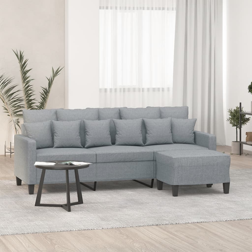 vidaXL Sofa 3-Seater Couch Sofa Armchair with Footstool for Living Room Fabric-15