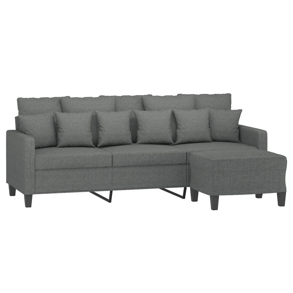 vidaXL Sofa 3-Seater Couch Sofa Armchair with Footstool for Living Room Fabric-7