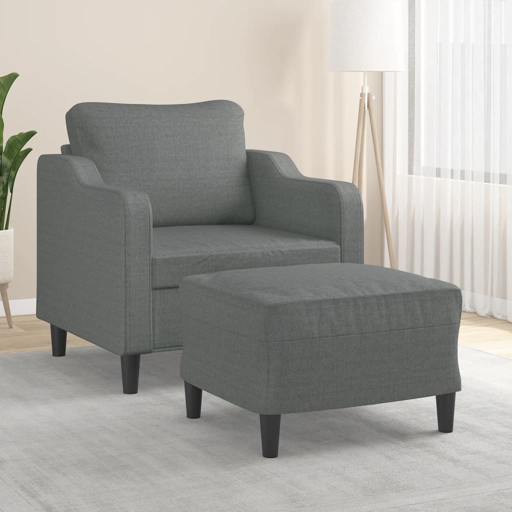 vidaXL Sofa Chair Single Sofa Armchair with Footstool for Living Room Fabric-2