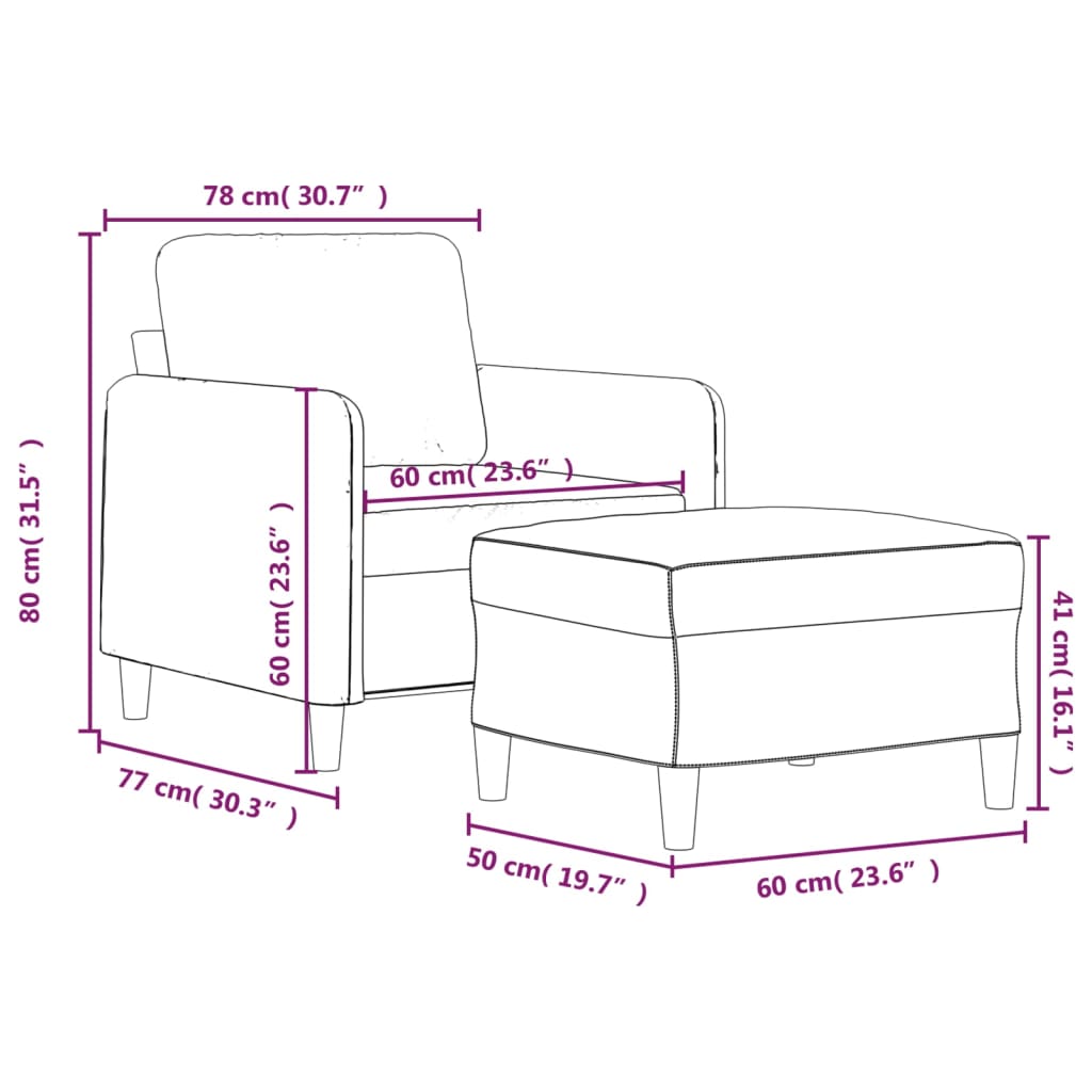 vidaXL Sofa Chair Single Sofa Armchair with Footstool for Living Room Fabric-1