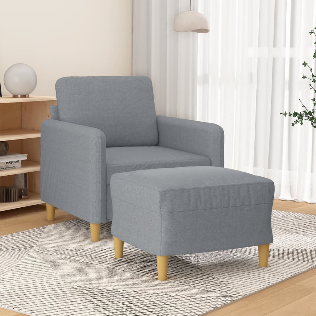 vidaXL Sofa Chair Single Sofa Armchair with Footstool for Living Room Fabric-15