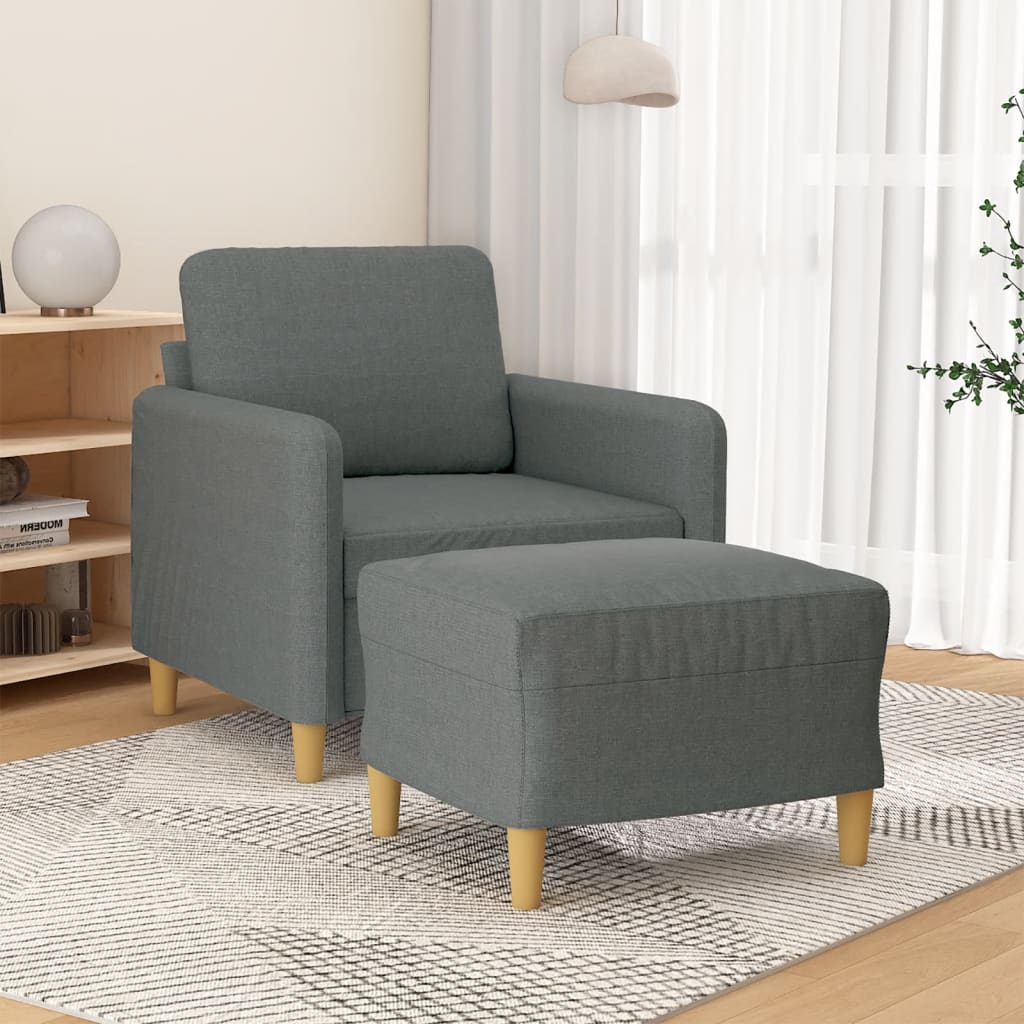 vidaXL Sofa Chair Single Sofa Armchair with Footstool for Living Room Fabric-4