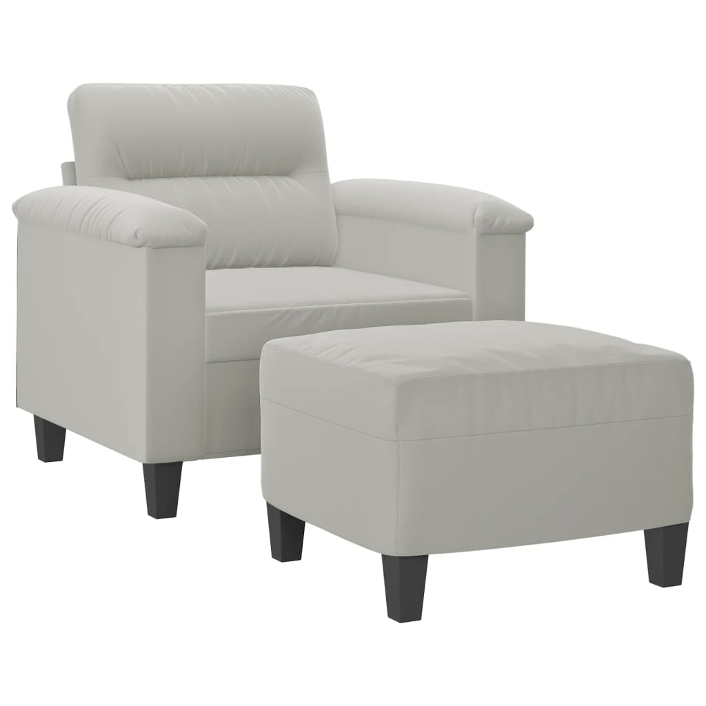 vidaXL Sofa Chair Accent Single Sofa Armchair with Footstool Microfiber Fabric-0