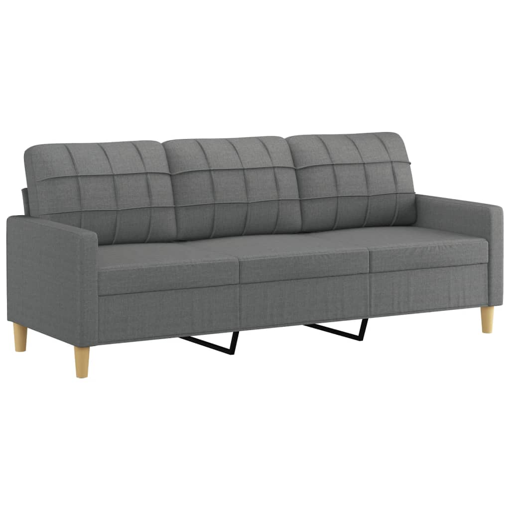 vidaXL 3 Piece Sofa Set with Cushions Dark Gray Fabric-3
