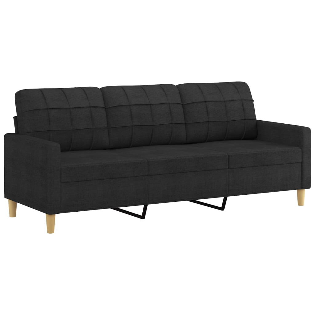 vidaXL 2 Piece Sofa Set with Cushions Black Fabric-2