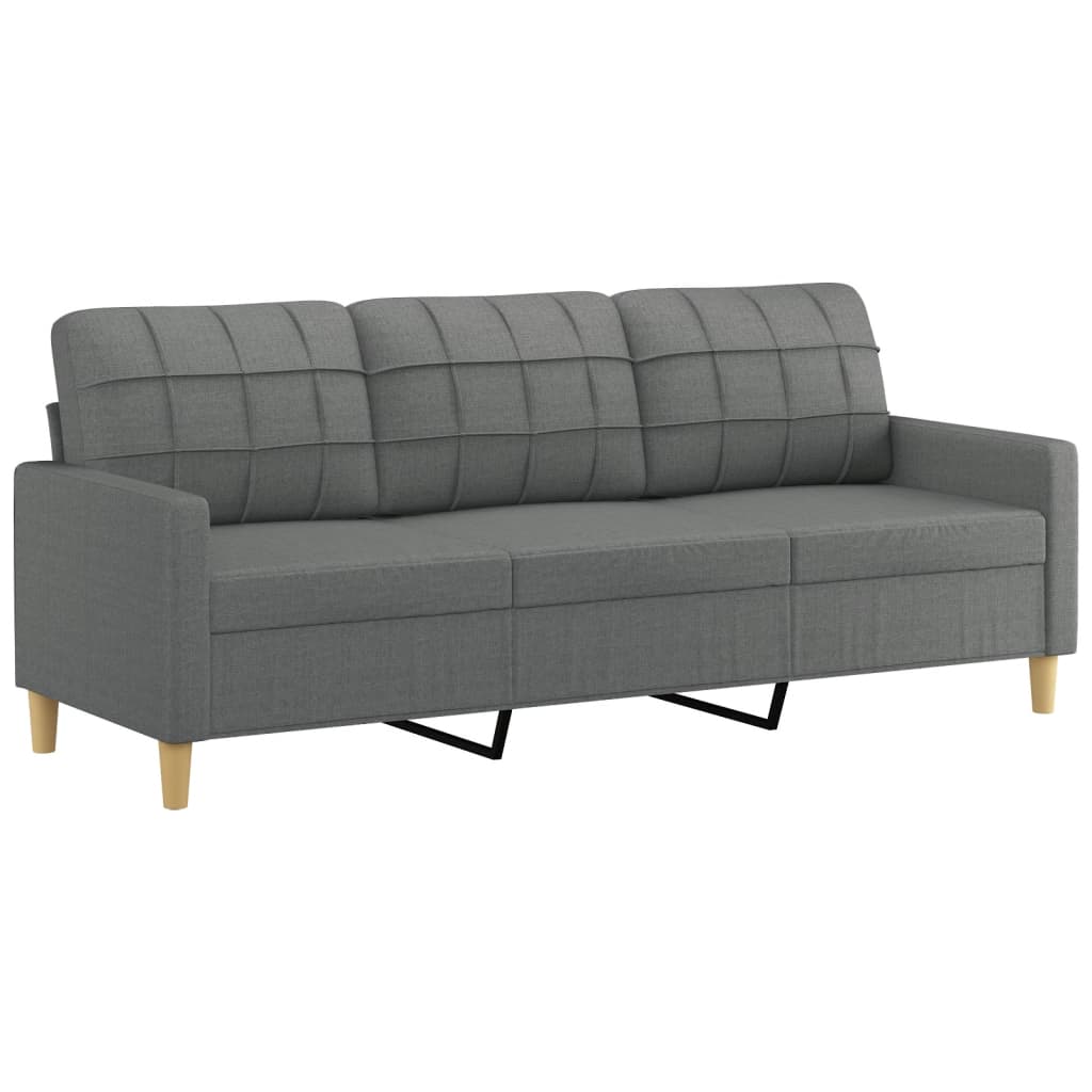 vidaXL 3 Piece Sofa Set with Cushions Dark Gray Fabric-2