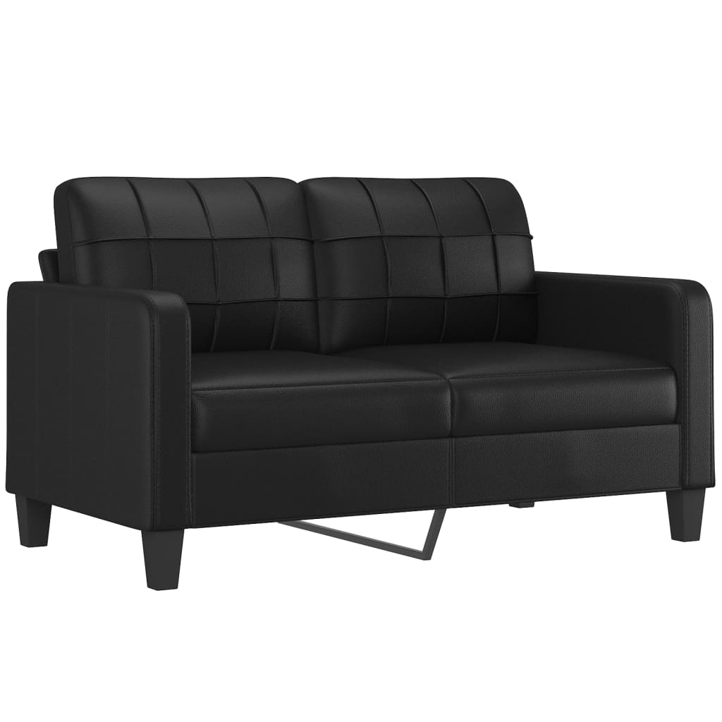 vidaXL 2 Piece Sofa Set with Pillows Black Faux Leather-2