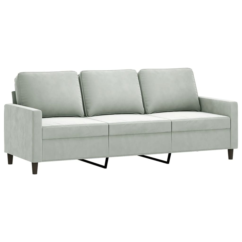 vidaXL 3 Piece Sofa Set with Cushions Light Gray Velvet-4