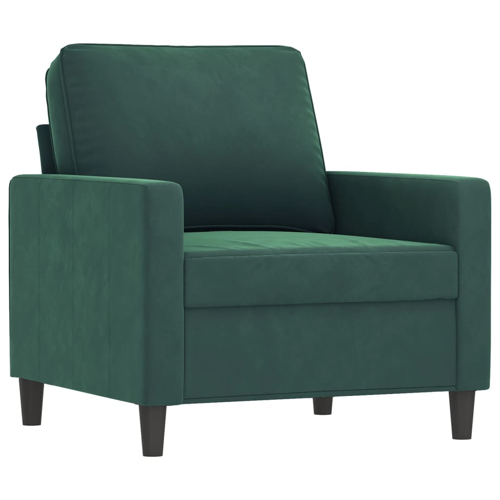 vidaXL 3 Piece Sofa Set with Cushions Dark Green Velvet-1