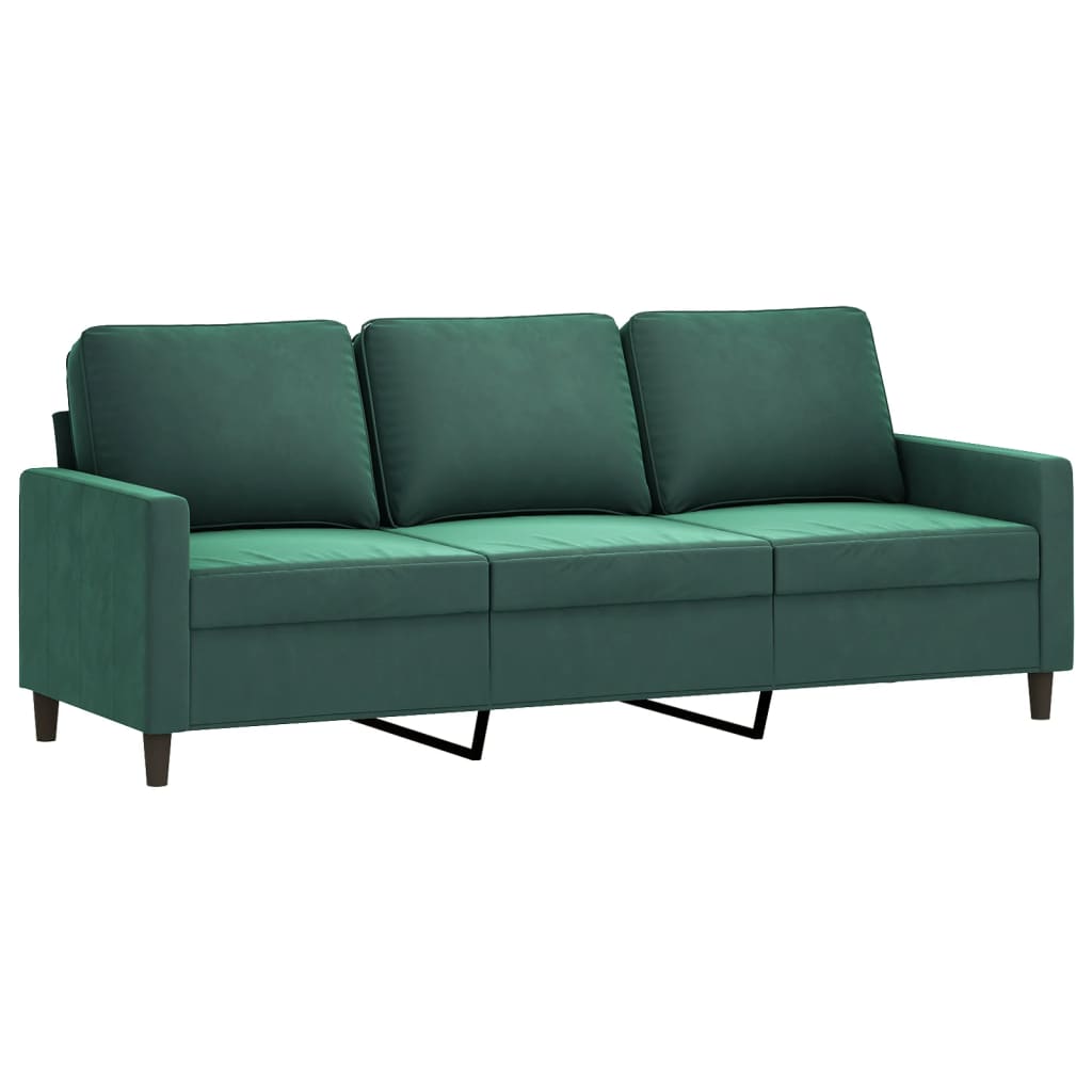 vidaXL 3 Piece Sofa Set with Cushions Dark Green Velvet-3