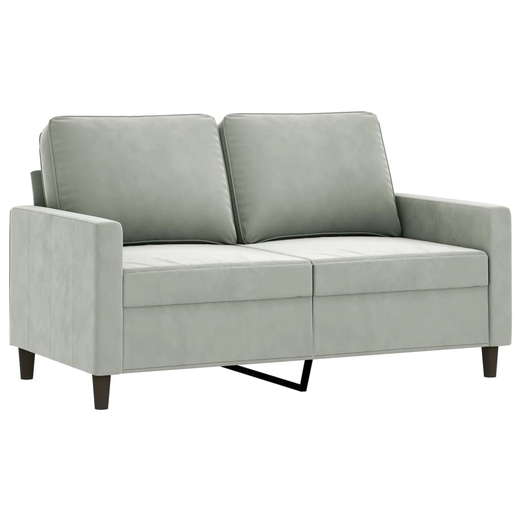 vidaXL 2 Piece Sofa Set with Cushions Light Gray Velvet-2