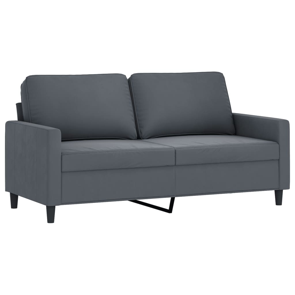 vidaXL 2 Piece Sofa Set with Cushions Dark Gray Velvet-2