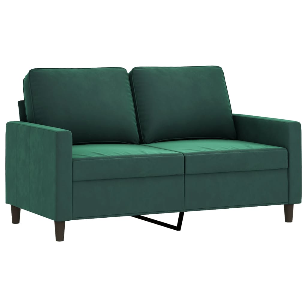 vidaXL 2 Piece Sofa Set with Cushions Dark Green Velvet-1