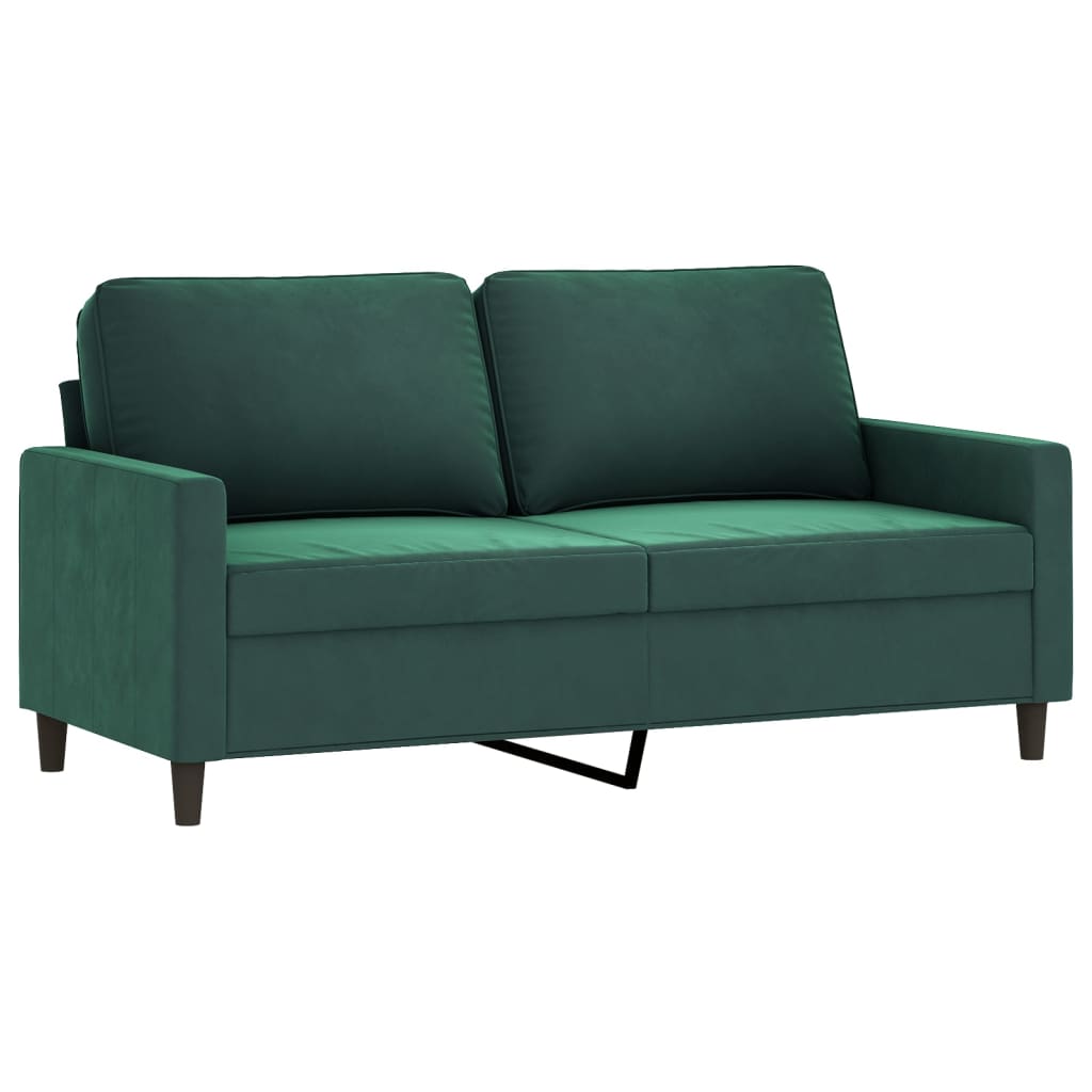 vidaXL 2 Piece Sofa Set with Cushions Dark Green Velvet-2