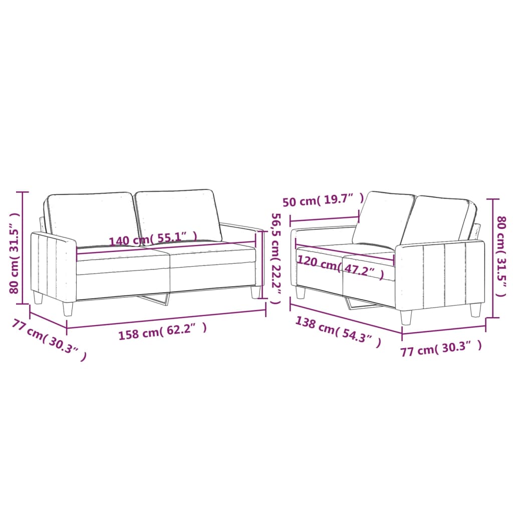 vidaXL 2 Piece Sofa Set with Cushions Dark Green Velvet-4