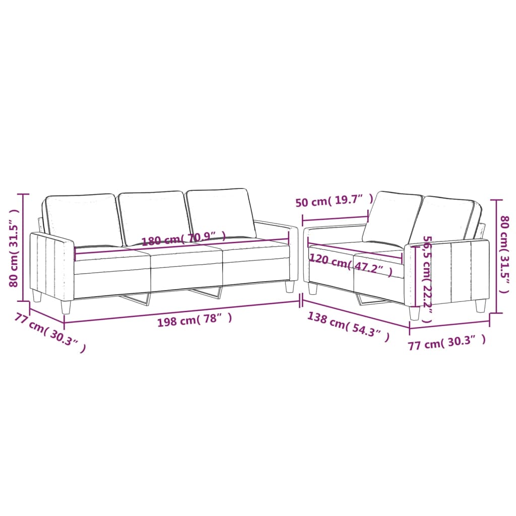 vidaXL 2 Piece Sofa Set with Cushions Dark Gray Velvet-6