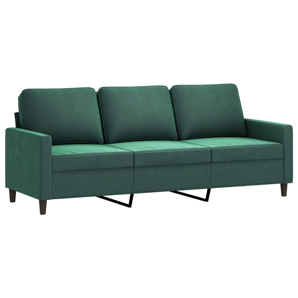 vidaXL 2 Piece Sofa Set with Cushions Dark Green Velvet-2