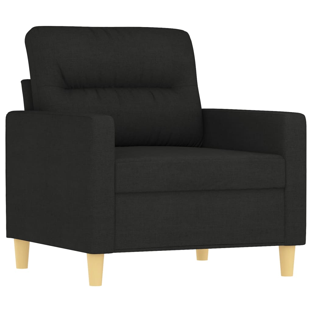 vidaXL 3 Piece Sofa Set with Cushions Black Fabric-1