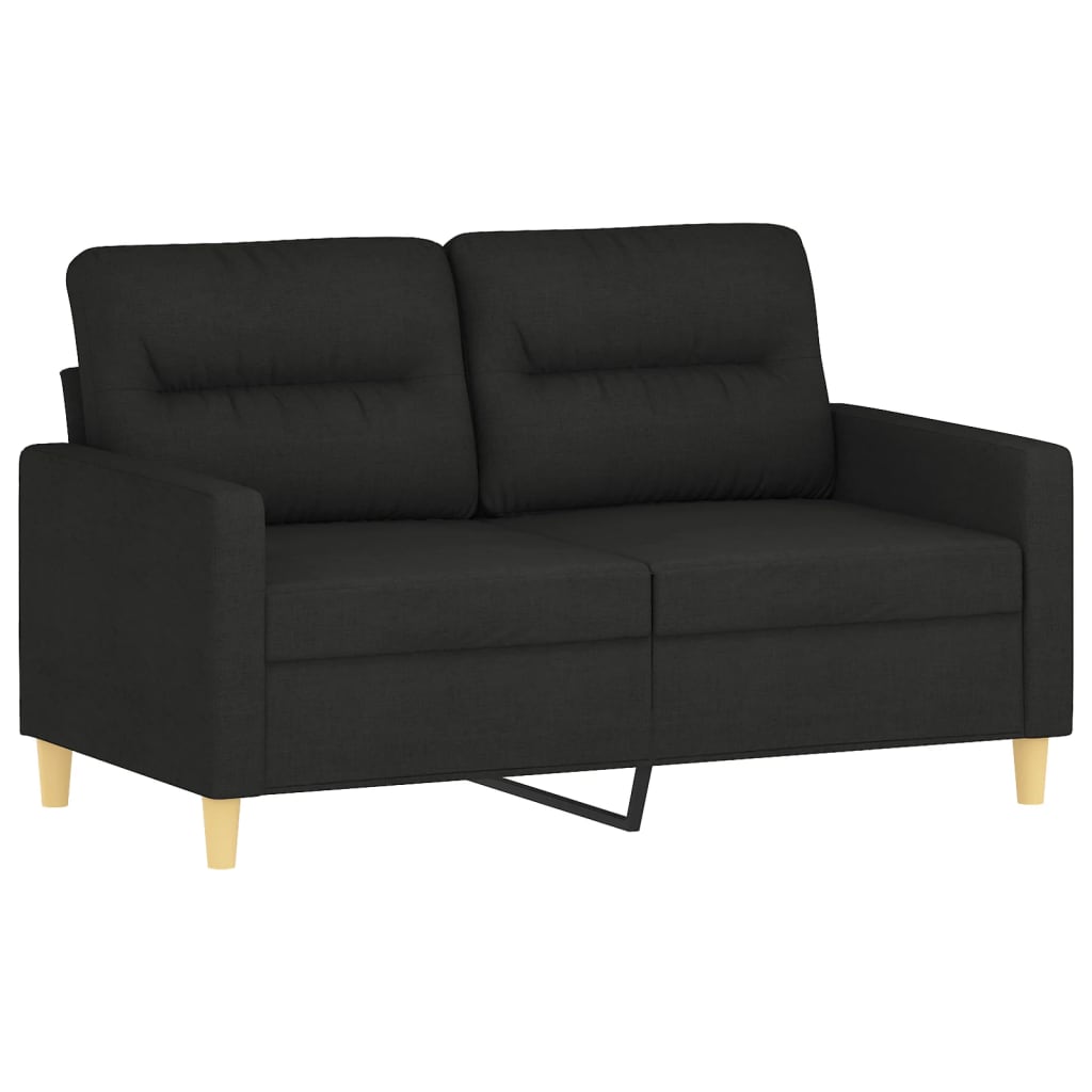 vidaXL 3 Piece Sofa Set with Cushions Black Fabric-2