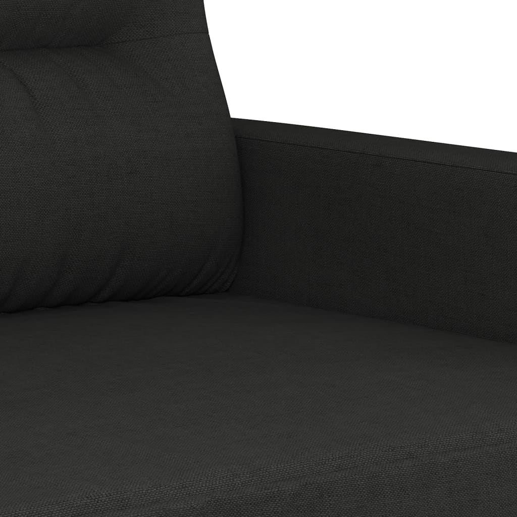 vidaXL 3 Piece Sofa Set with Cushions Black Fabric-4