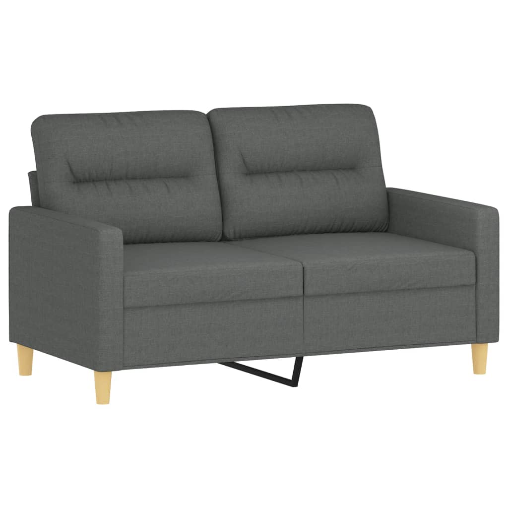 vidaXL 2 Piece Sofa Set with Cushions Dark Gray Fabric-1