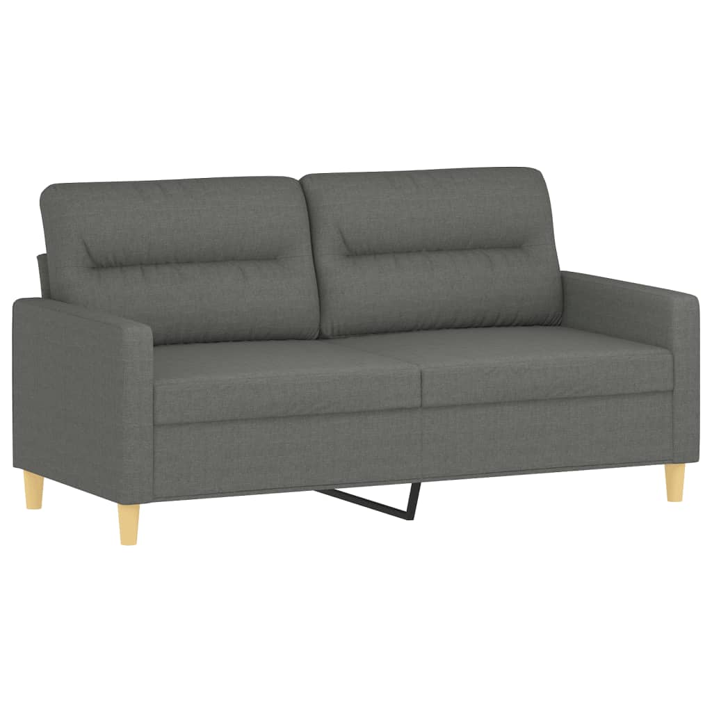 vidaXL 2 Piece Sofa Set with Cushions Dark Gray Fabric-2