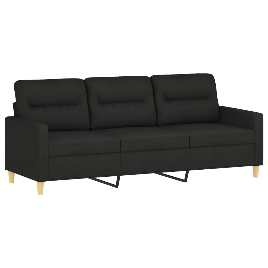 vidaXL 2 Piece Sofa Set with Cushions Black Fabric-2