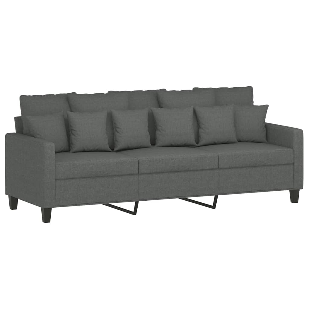 vidaXL 4 Piece Sofa Set with Pillows Dark Gray Fabric-3