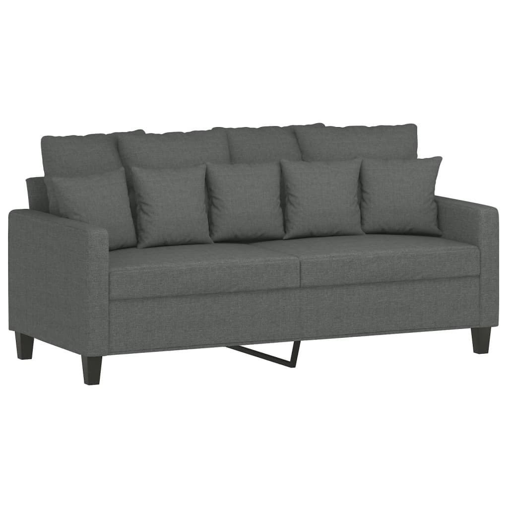 vidaXL 2 Piece Sofa Set with Cushions Dark Gray Fabric-2