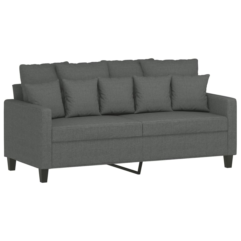 vidaXL 3 Piece Sofa Set with Cushions Dark Gray Fabric-2