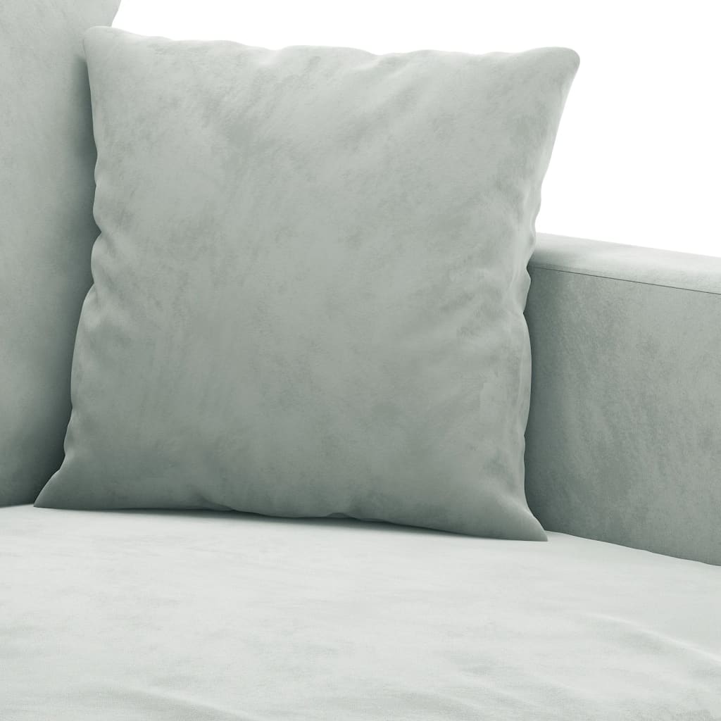vidaXL 3 Piece Sofa Set with Cushions Light Gray Velvet-5