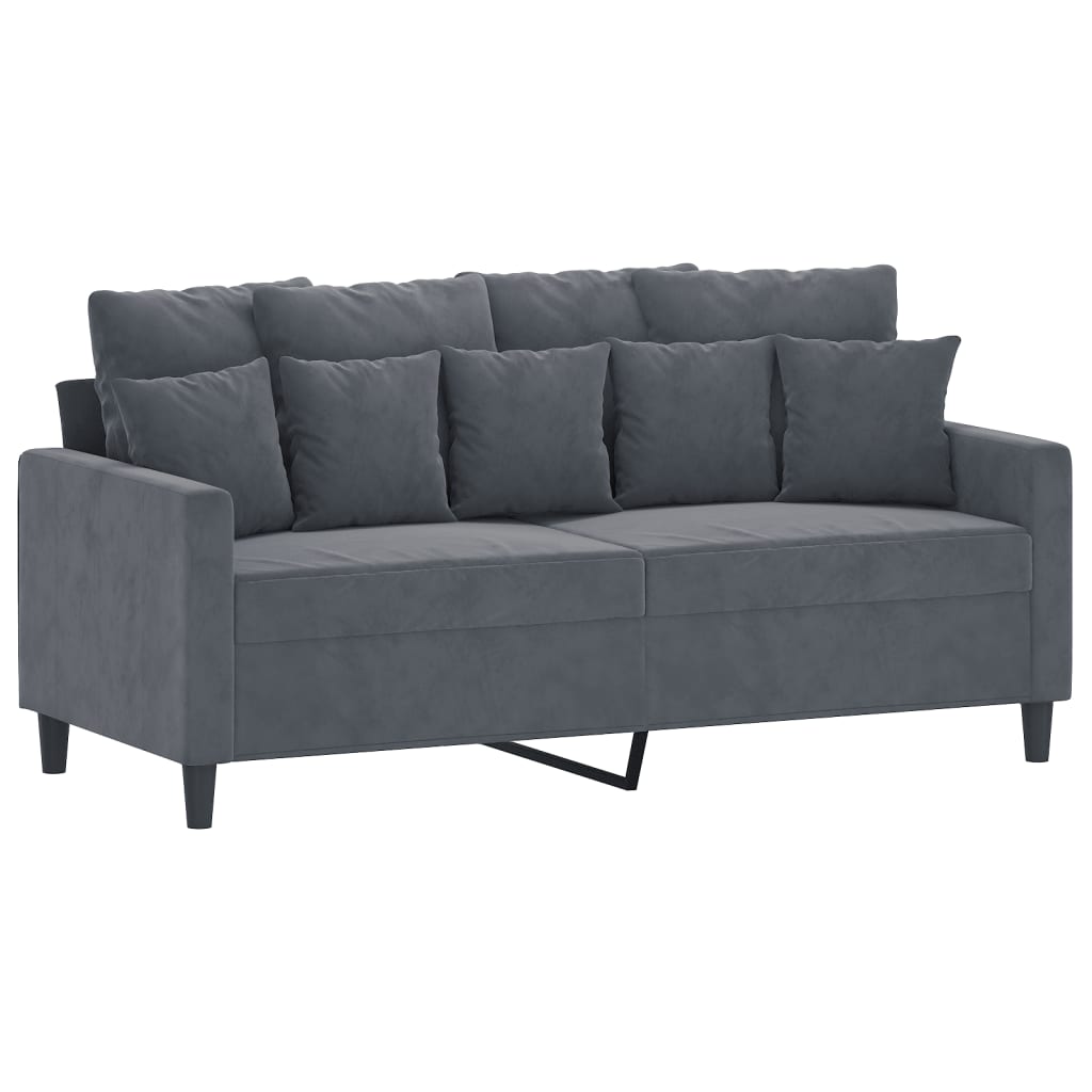 vidaXL 2 Piece Sofa Set with Cushions Dark Gray Velvet-2