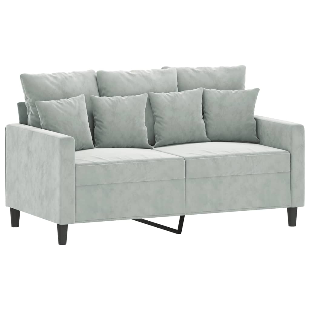 vidaXL 2 Piece Sofa Set with Cushions Light Gray Velvet-2