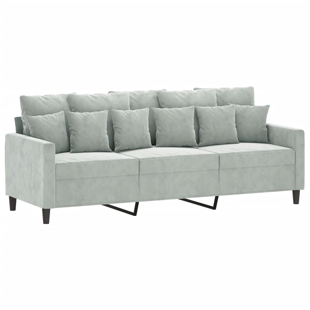 vidaXL 2 Piece Sofa Set with Cushions Light Gray Velvet-3