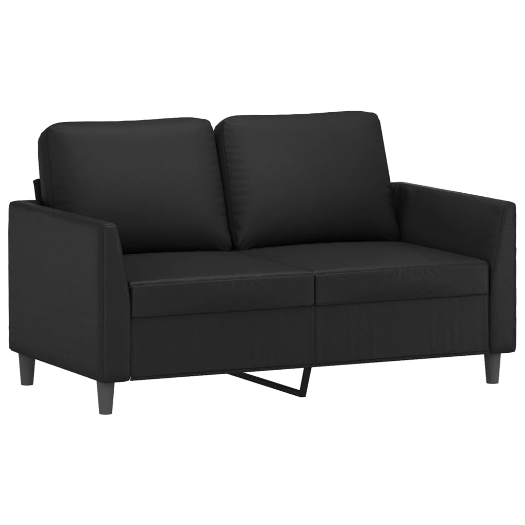 vidaXL 2 Piece Sofa Set with Cushions Black Faux Leather-1