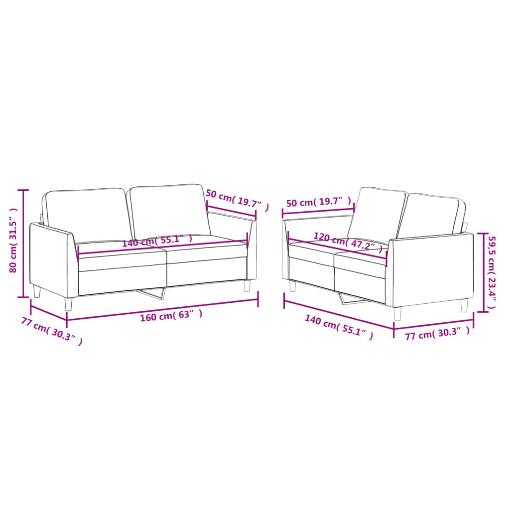 vidaXL 2 Piece Sofa Set with Cushions Black Faux Leather-5